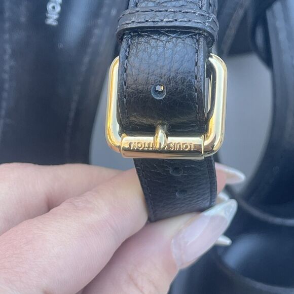 Louis Vuitton Horizon leather sandals Gold Logo Buckle Block Heels 38.5 US 8 - Picture 5 of 11